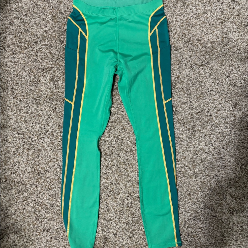 Fabletics Green and Yellow women’s Athletic Leggings.  NWT size small